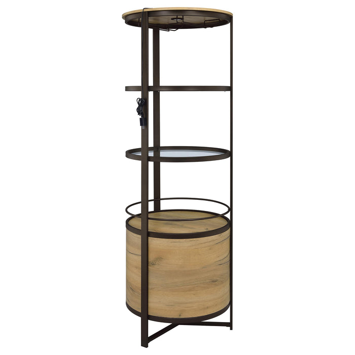 Ritter Round LED Bar Wine Storage Cabinet Rustic Oak