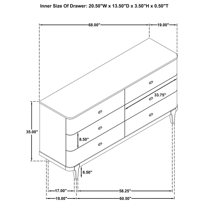 Lucaire 6-drawer Dresser Cabinet Sandstone