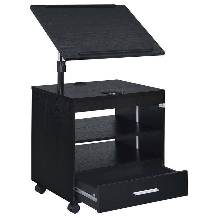 Lerma 1-drawer Adjustable Tray Top Nightstand with Speaker Black Ash