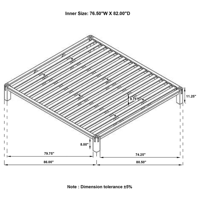 Gislen Eastern King Easy Assembly Wood Platform Bed Walnut