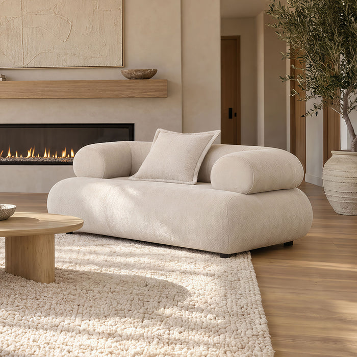 Eskola Chenille Accent Chair with Rounded Shelter Arms Ivory