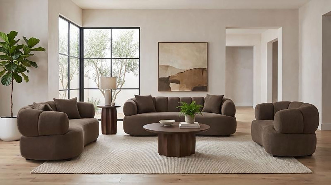 Casarin Fabric Channel-Back Loveseat Brown