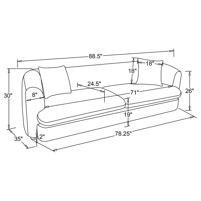 Delroy 3-Seat Stationary Sofa Aubergine Polyester Upholstery