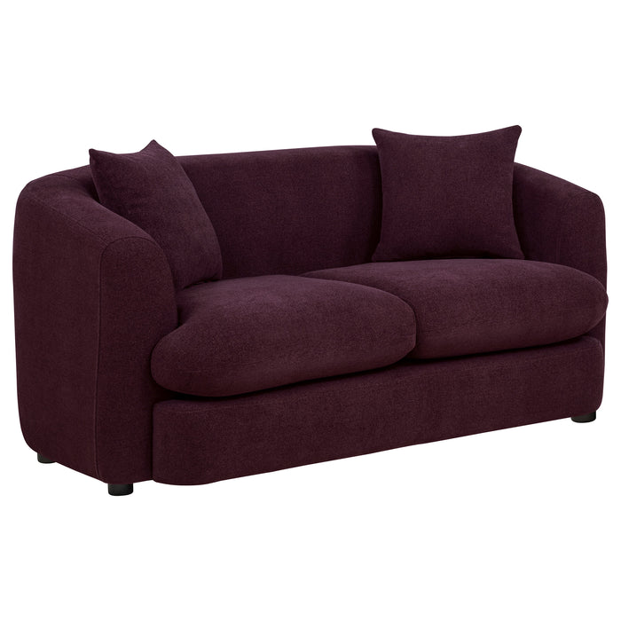 Delroy 2-Piece Stationary Sofa Set Aubergine Polyester Upholstery