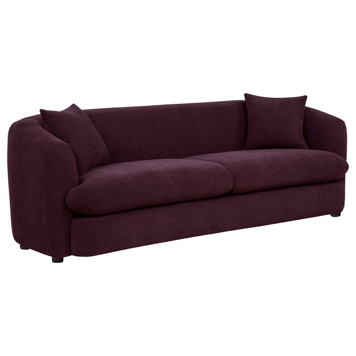 Delroy 3-Piece Stationary Sofa Set Aubergine Polyester Upholstery
