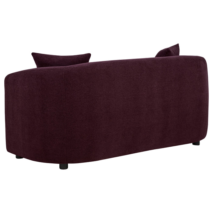 Delroy 3-Piece Stationary Sofa Set Aubergine Polyester Upholstery