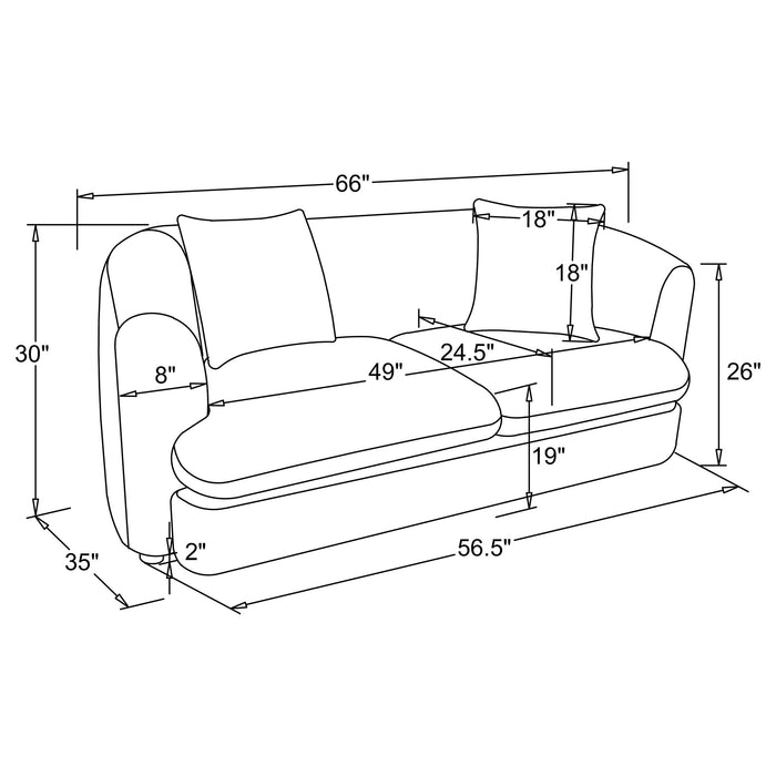 Delroy 2-Seat Stationary Loveseat Aubergine Polyester Upholstery