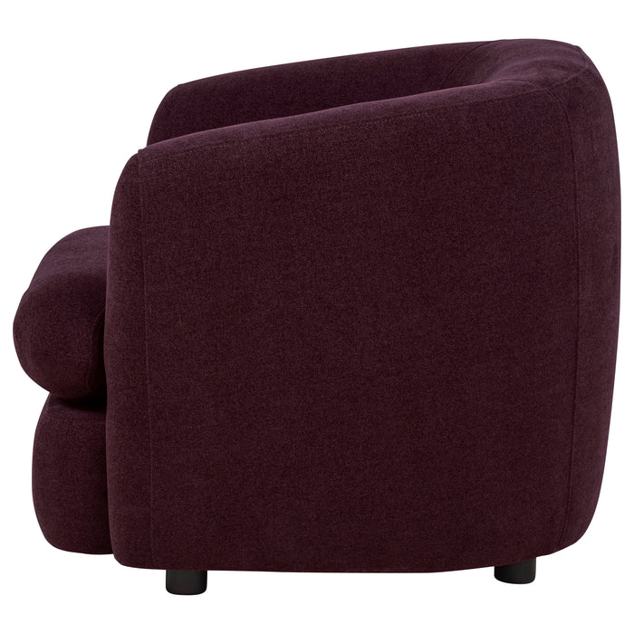 Delroy Stationary Accent Chair Aubergine Polyester Upholstery