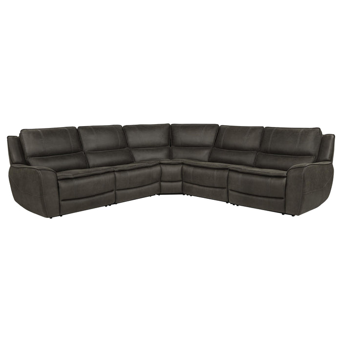 Marcell 5-Piece L-Shaped Modular Power Reclining Sectional Sofa Grey