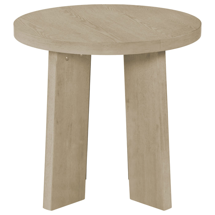 Strouse 2-Piece Round Coffee and End Table Set in Natural Oak