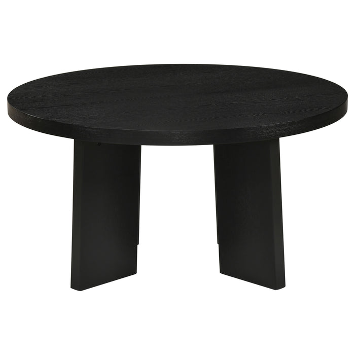 Strouse 2-Piece Round Coffee and End Table Set in Black