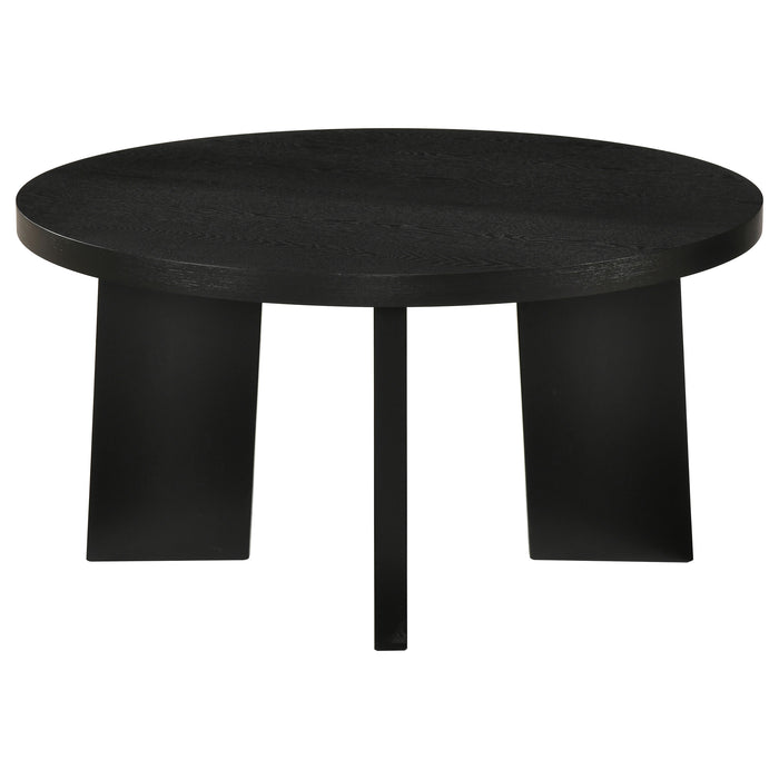 Strouse 2-Piece Round Coffee and End Table Set in Black