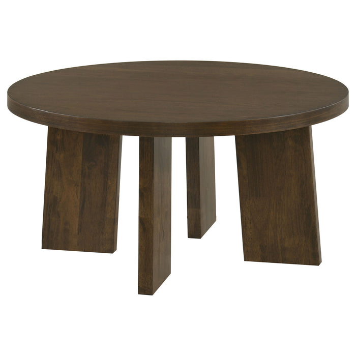 Strouse 2-Piece Round Coffee and End Table Set in Dark Walnut