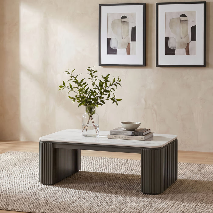 Lior Rectangular Marble Top Coffee Table Charcoal