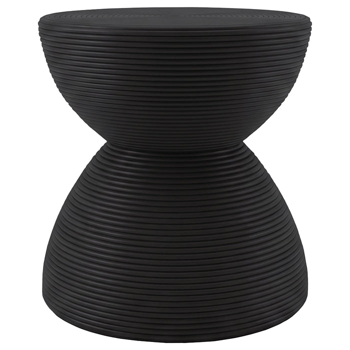 Macedo 2-Piece Transitional Round Rattan Coffee and End Table Set Black