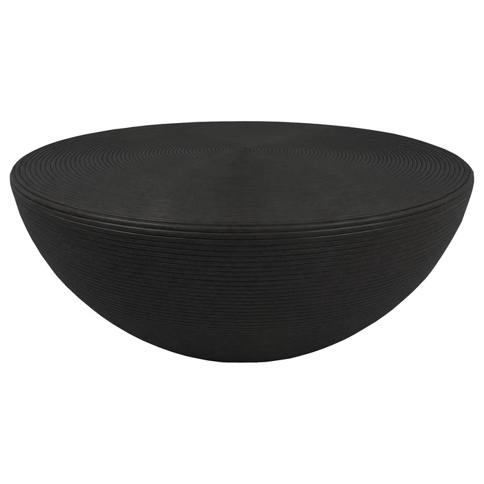 Macedo 3-Piece Transitional Round Rattan Coffee and End Table Set Black