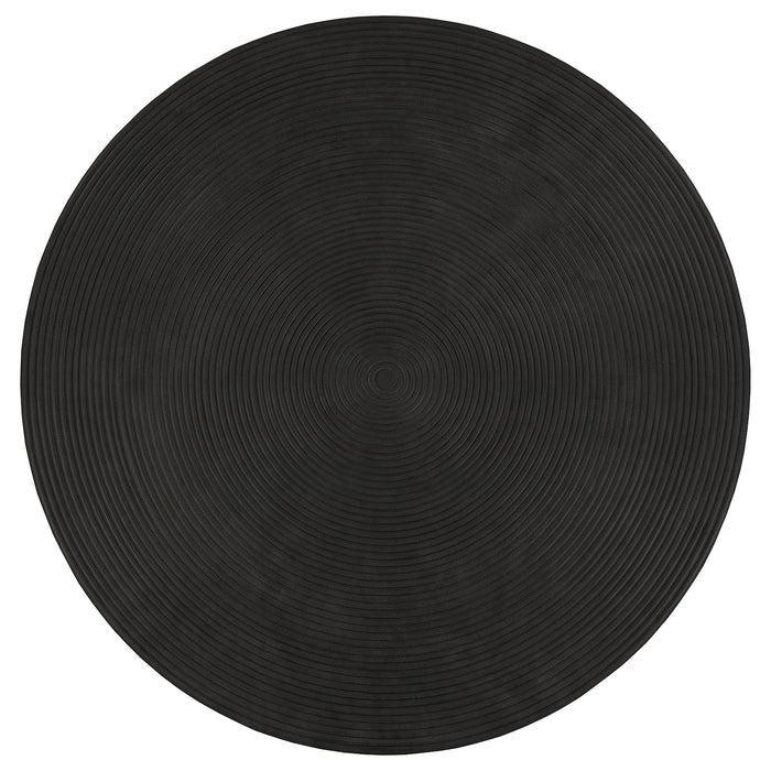 Macedo 3-Piece Transitional Round Rattan Coffee and End Table Set Black