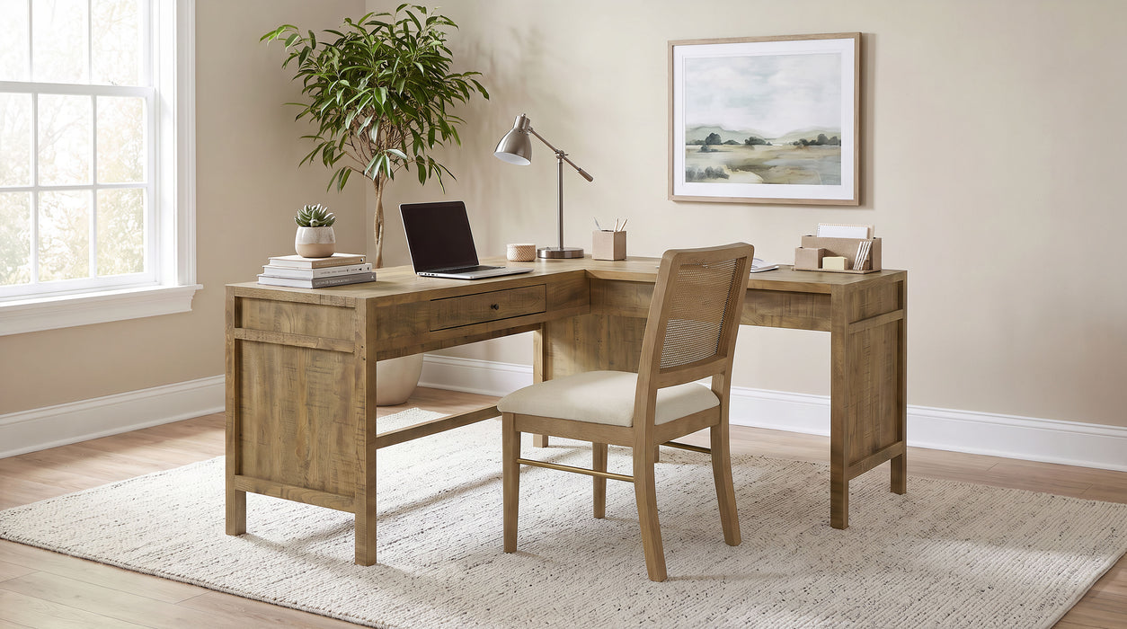 Hogan 1-drawer Lift Top L-shape Computer Writing Desk Mango