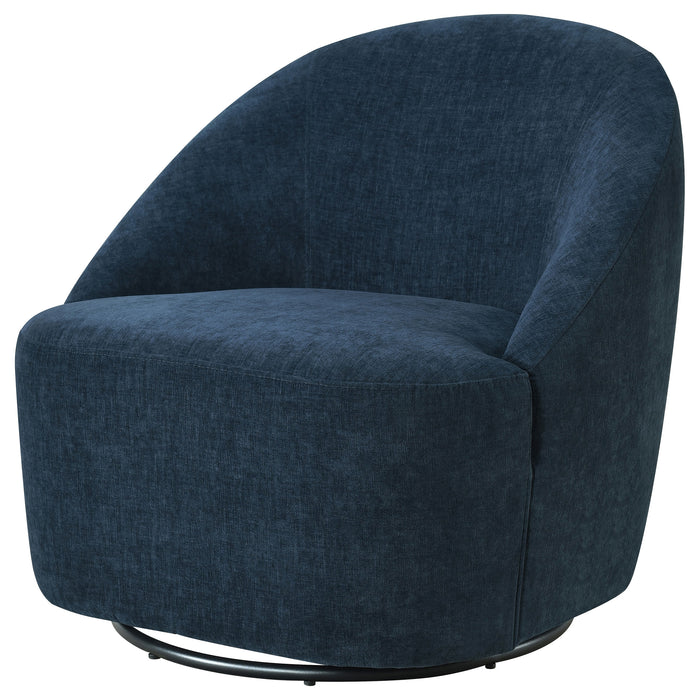 Leon Upholstered Barrel Swivel Accent Chair Navy