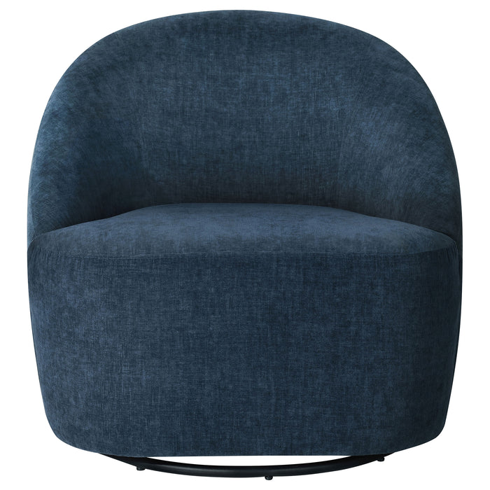 Leon Upholstered Barrel Swivel Accent Chair Navy