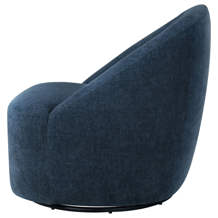 Leon Upholstered Barrel Swivel Accent Chair Navy