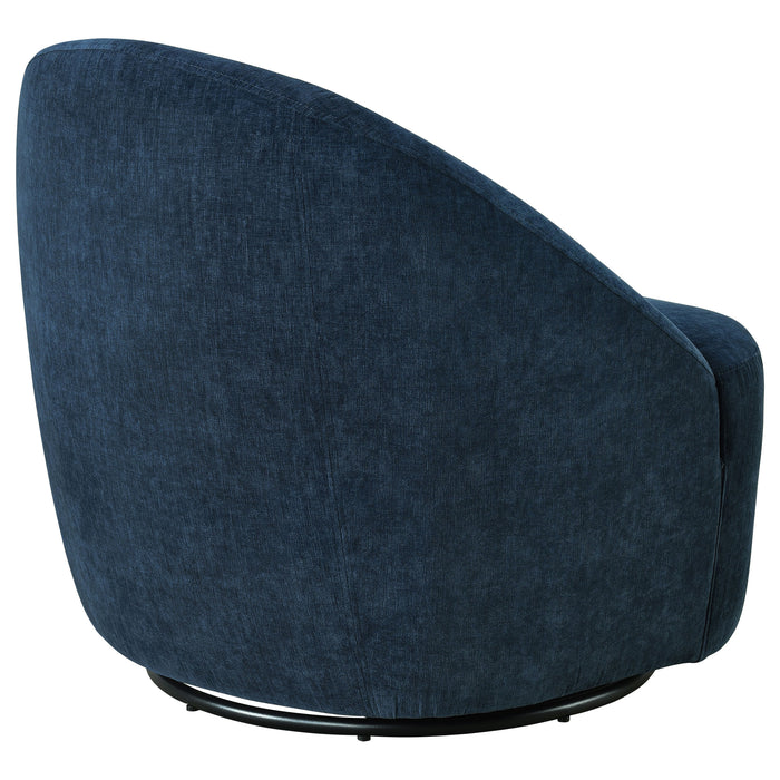 Leon Upholstered Barrel Swivel Accent Chair Navy