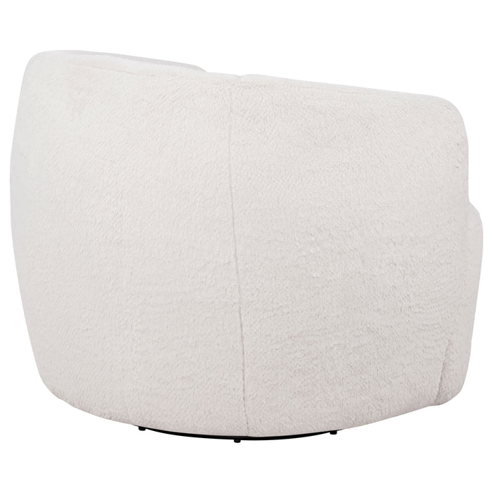 Hudson Faux Fur Swivel Accent Chair Ecru