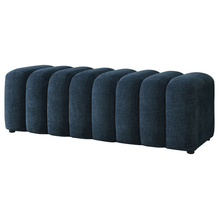 Summer Upholstered Channel Accent Bench Navy