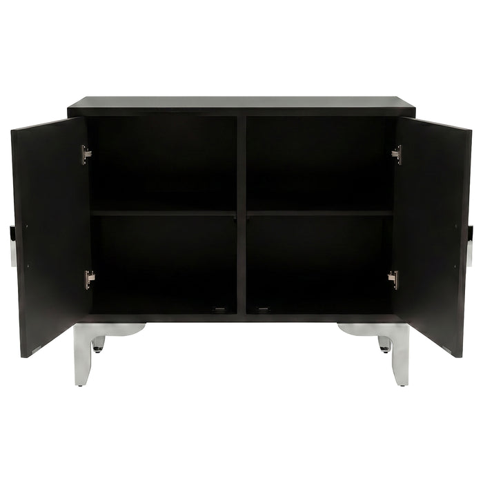 Forbes 2-door Bone Inlay Mosaic Accent Storage Cabinet Black