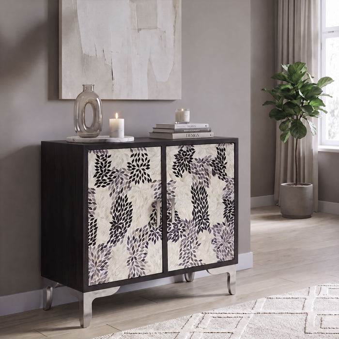 Forbes 2-door Bone Inlay Mosaic Accent Storage Cabinet Black