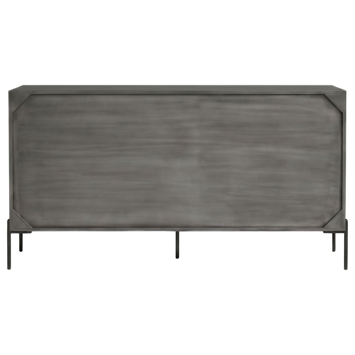 Krause 3-door Bone Inlay Accent Cabinet Grey and Black