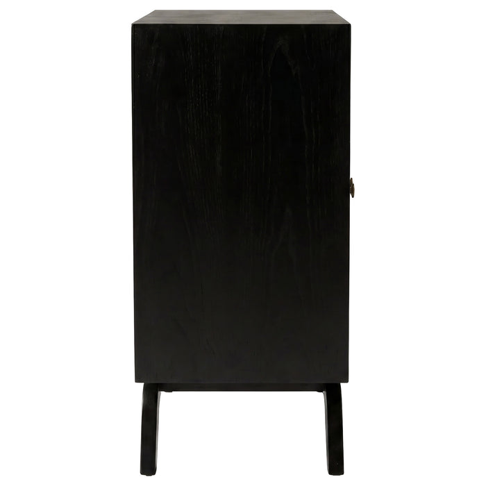 Marlon 2-door Floral Bone Inlay Accent Cabinet Black
