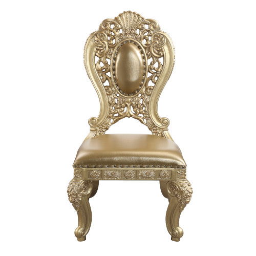 Seville - Side Chair (Set of 2) - Tan PU & Gold Finish