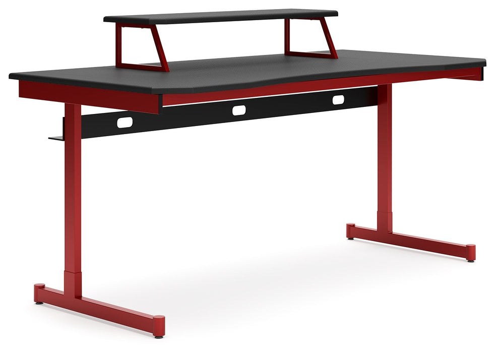 Lynxtyn - Red / Black - Home Office Desk With Raised Monitor Stand
