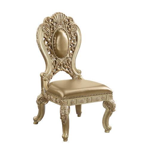 Seville - Side Chair (Set of 2) - Tan PU & Gold Finish